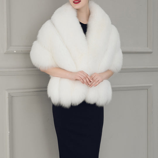 Damen luxuriöser Eleganter Kunstpelz-Cape EB