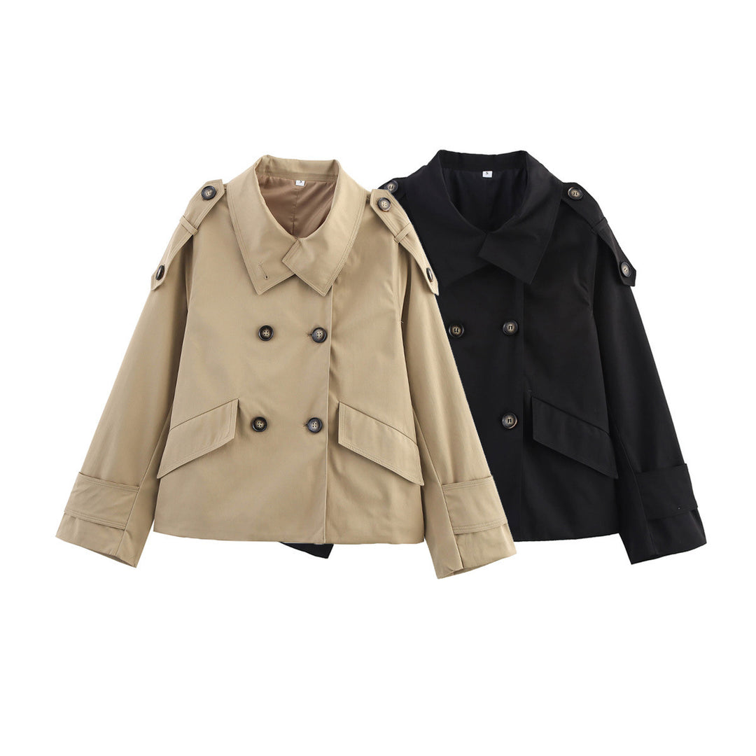 Damen modische Übergangsjacke mit doppelter Knopfleiste und praktischen Taschen EB