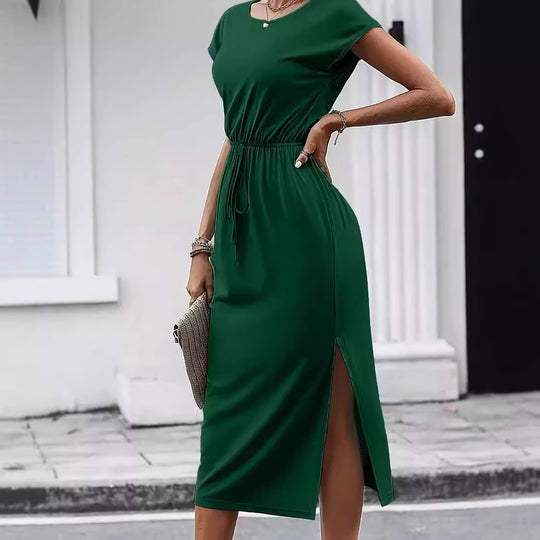 Damen Midi-Kleid mit elastischem Bund EB