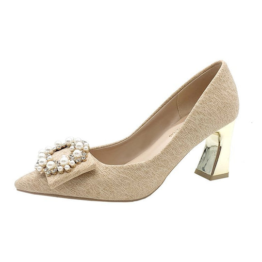 Damen elegante Pumps mit perlverzierten Akzenten EB