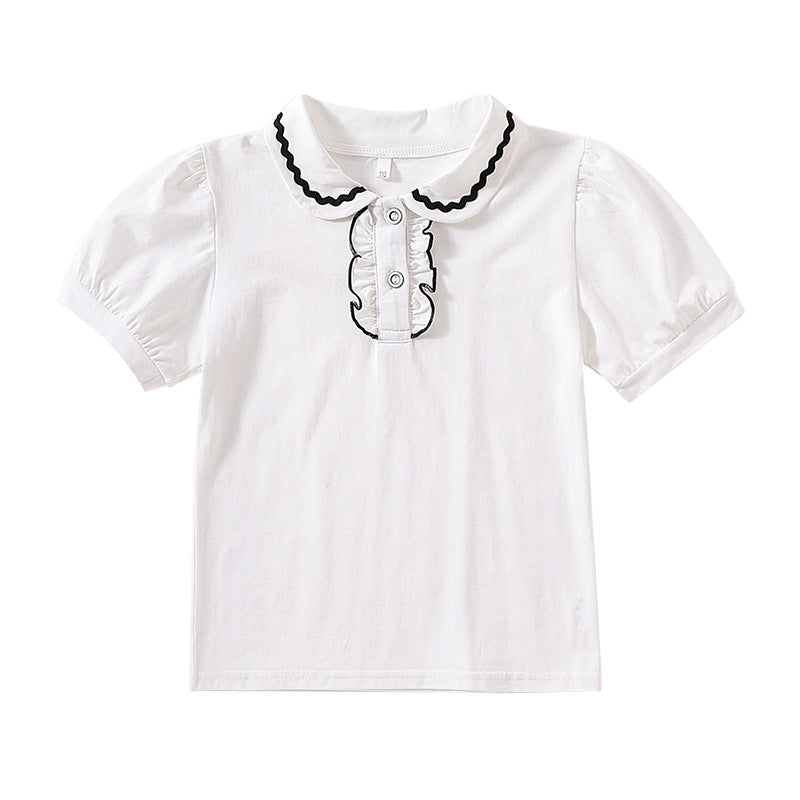 Damen T-Shirt mit dekorativem Rüschenausschnitt EB