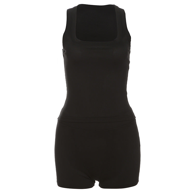Damen Sportliches Loungewear-Set mit ärmellosem Oberteil und Shorts EB