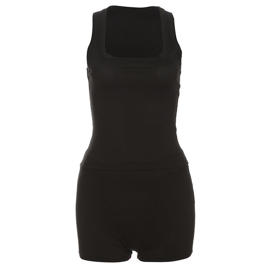 Damen Sportliches Loungewear-Set mit ärmellosem Oberteil und Shorts EB