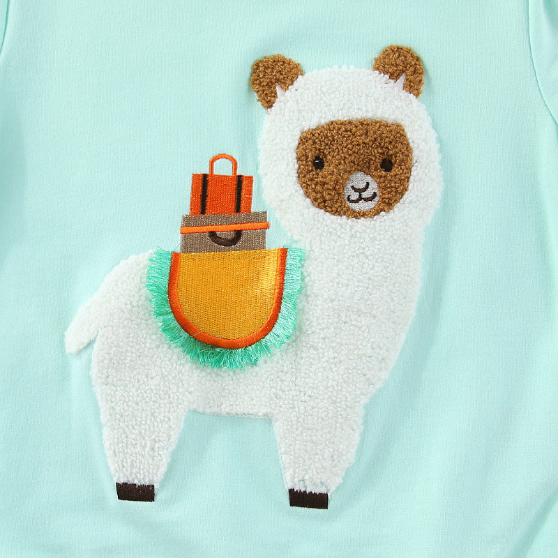 Mädchen Sweatshirt mit verspieltem Lama-Motiv EB