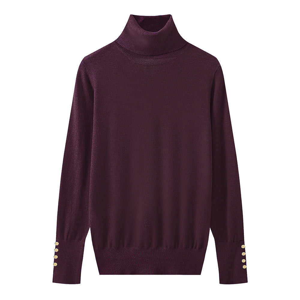 Damen Rollkragenpullover mit eleganten Knopfdetails EB