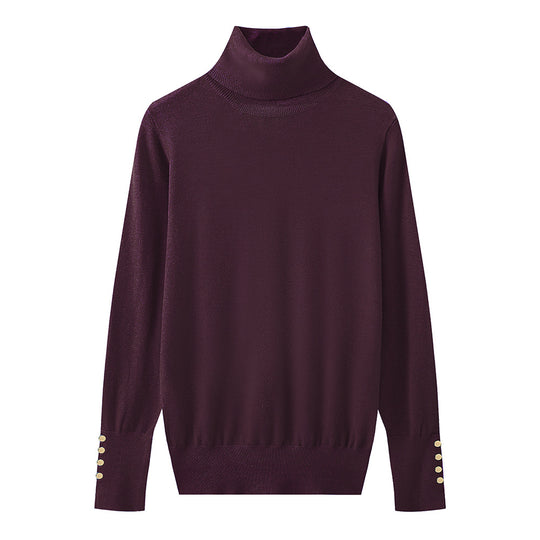 Damen Rollkragenpullover mit eleganten Knopfdetails EB