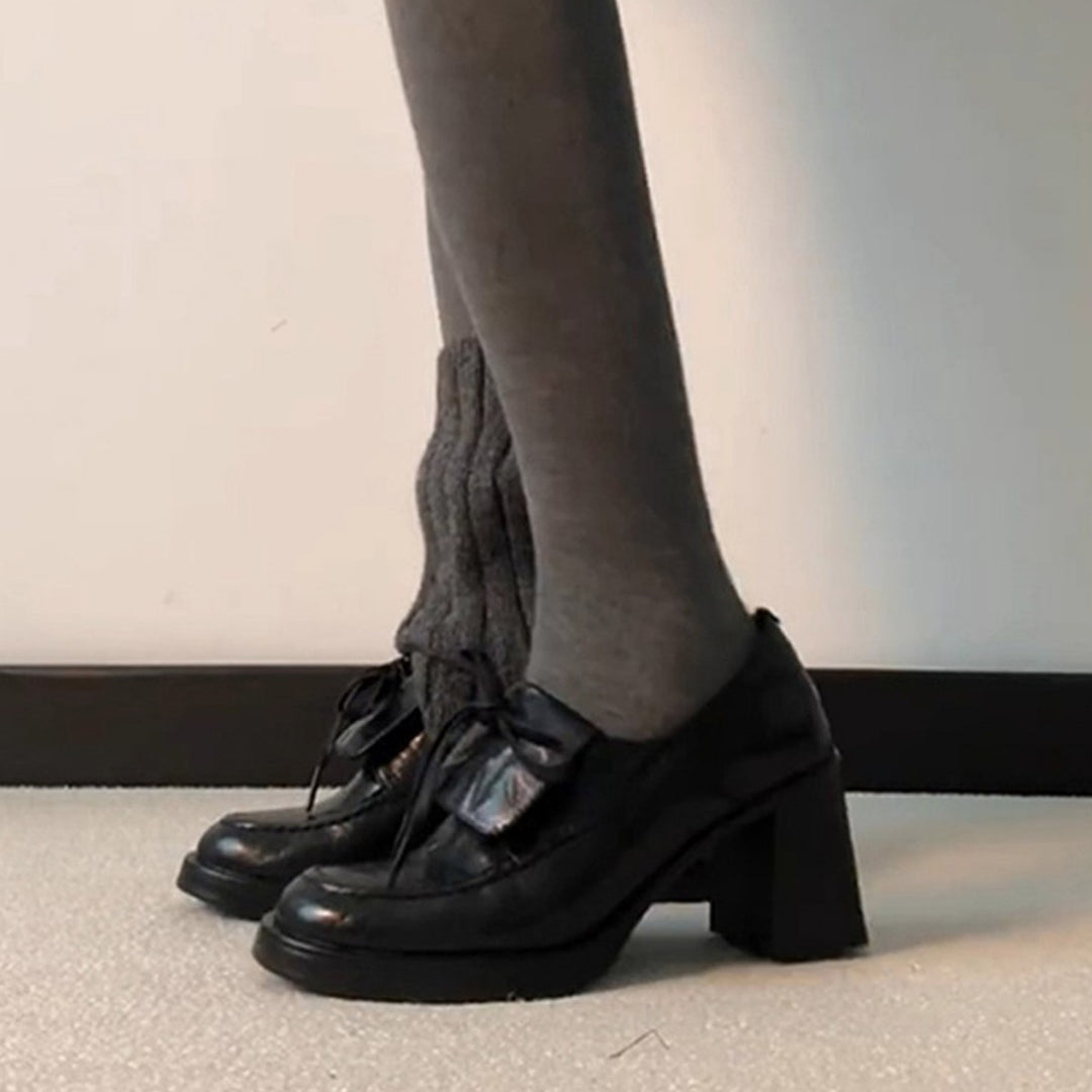 Damen elegante Schnürschuhe mit Blockabsatz EB