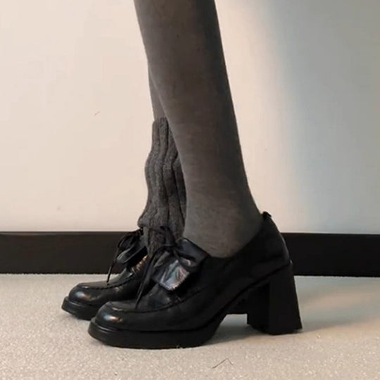 Damen elegante Schnürschuhe mit Blockabsatz EB