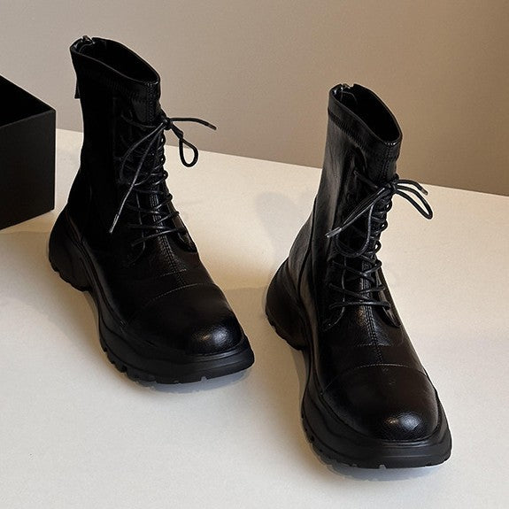 Damen Schnürstiefel mit rutschfester Sohle und probatem Reißverschluss EB