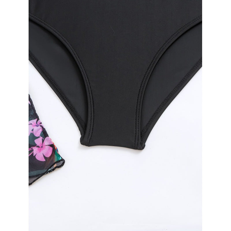 Damen Bademantel mit floralem Design und langen Ärmeln EB