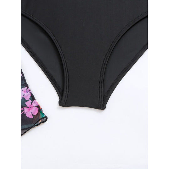 Damen Bademantel mit floralem Design und langen Ärmeln EB