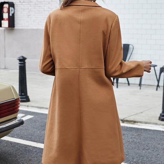 Damen elegante Wende-Mantel mit Reverskragen und doppelter Knopfleiste EB