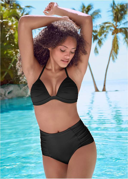 Damen Hochtaillierter Bikini mit femininem Rüschendesign EB