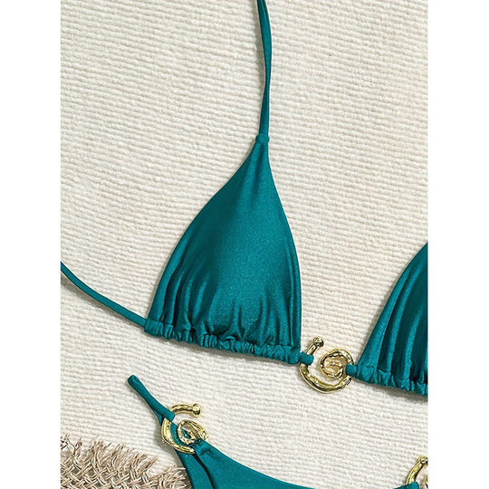 Damen Triangel-Bikini mit eleganten Gold-Details EB