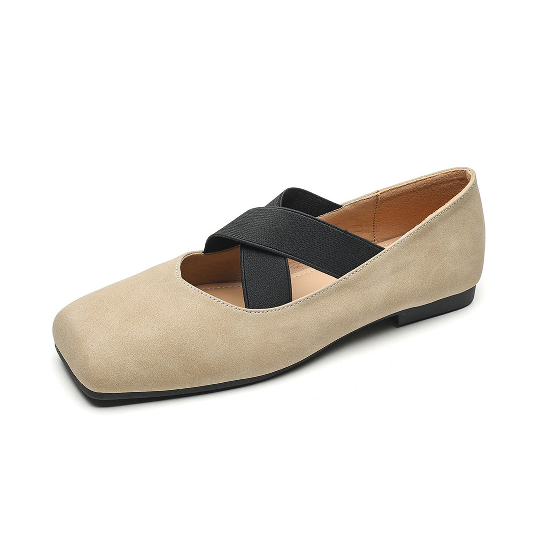 Damen elegante Ballerinas mit schimmerndem Obermaterial und komfortablem Riemen EB