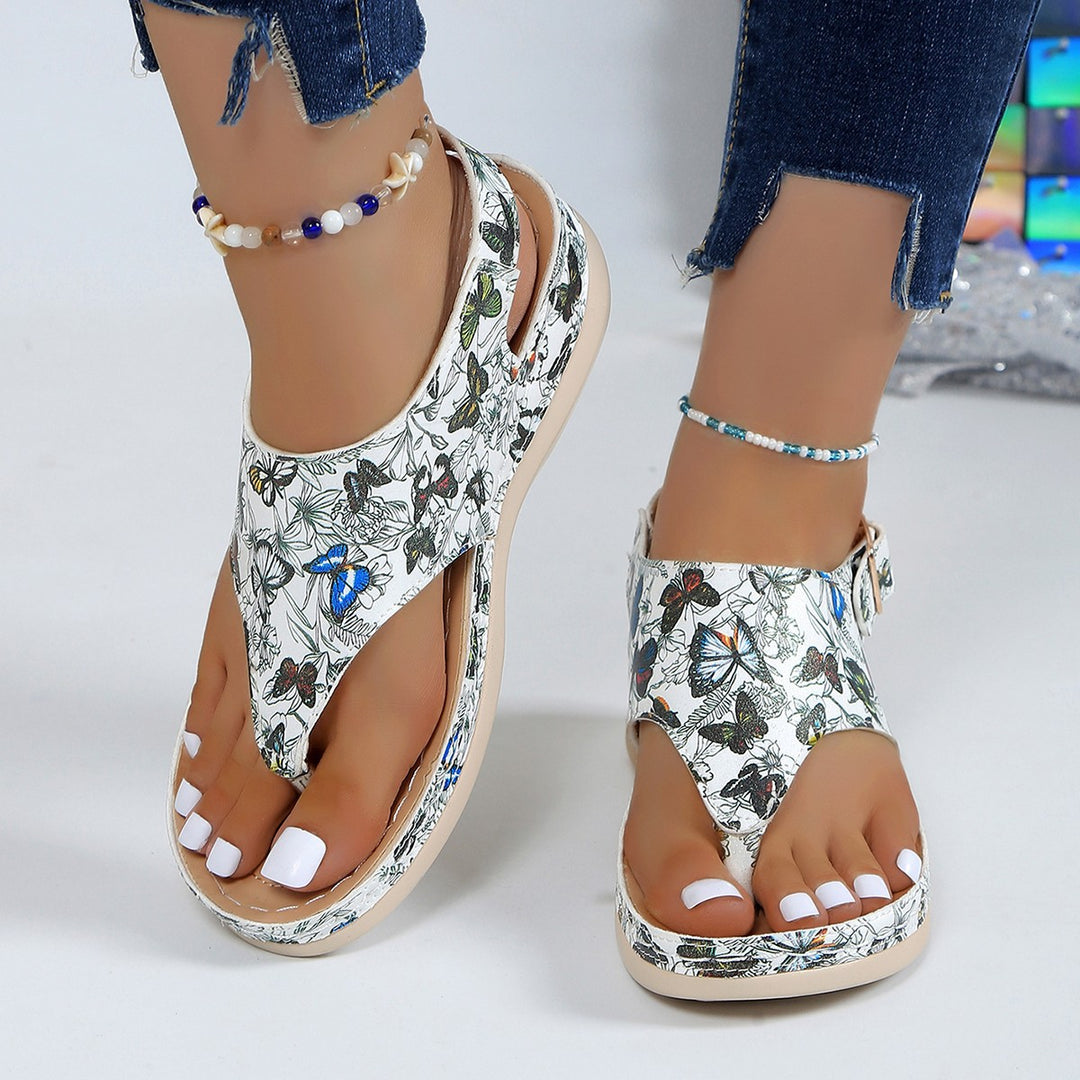 Damen Komfortable Sandalen mit floralen Details und verstellbarem Riemen EB