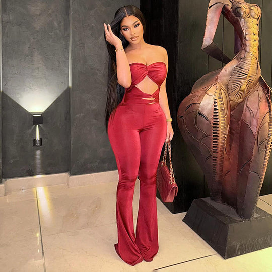 Damen Eleganter Cut-Out Jumpsuit mit fließendem Bein EB