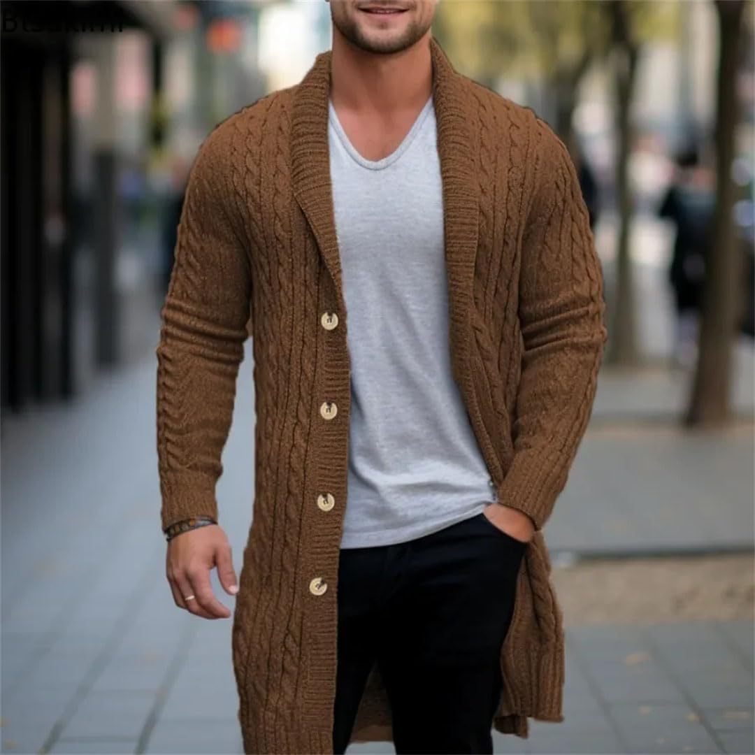 Herren Strickjacke mit offenem Design und Knopfdetails EB