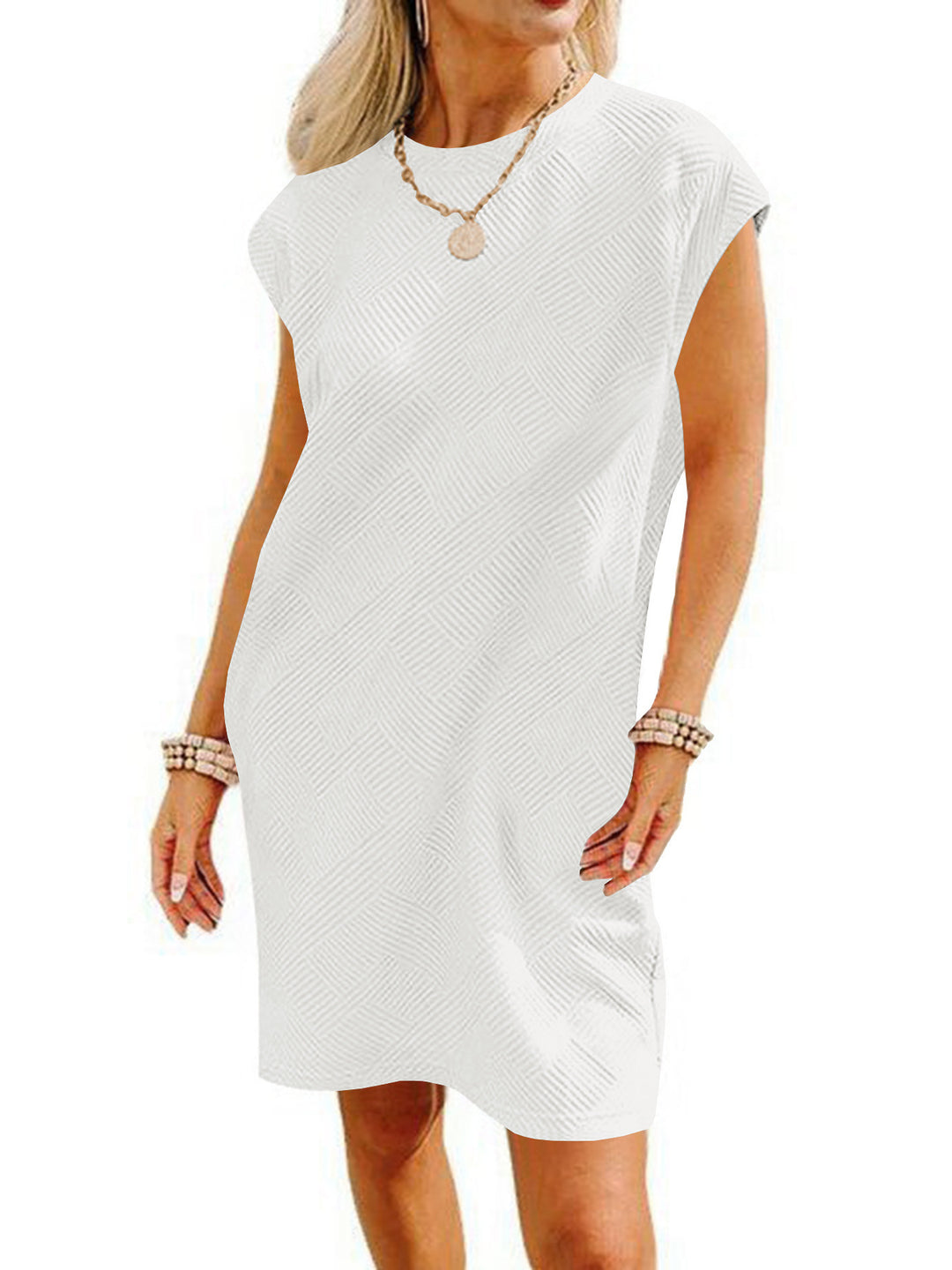 Damen Lockeres Sommerkleid mit strukturiertem Design und schickem Schnitt EB