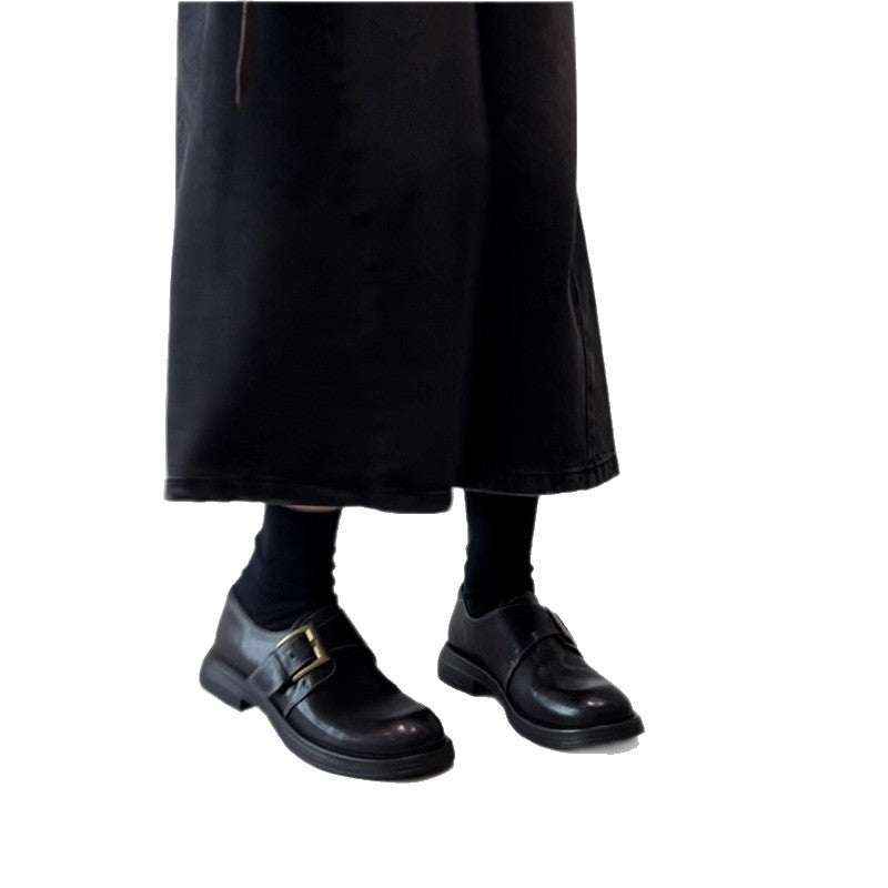 Damen weiche Lederschuhe mit modischer Schnallenverzierung EB