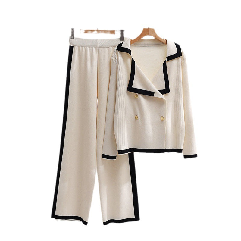 Damen elegantes Loungewear-Set mit Kontrastdetails EB