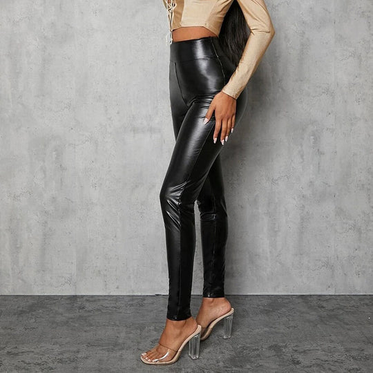 Damen Hochwertige Leggings im edlen look mit hohem Bund EB