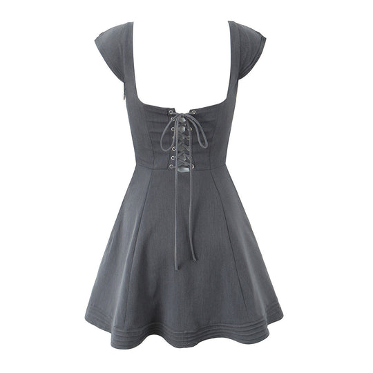 Damen A-Linien Kleid mit schickem Herz-Ausschnitt und eleganten Puffärmeln EB