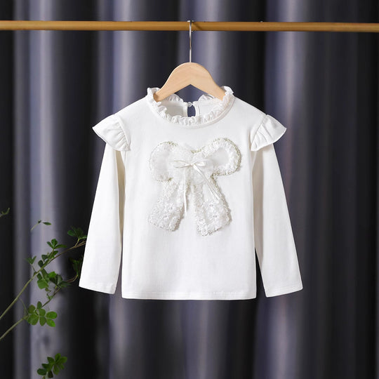 Damen Langarmshirt mit verspieltem Rüschendesign und dekorativem Blumenmotiv EB