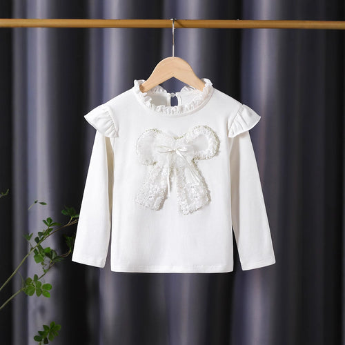 Damen Langarmshirt mit verspieltem Rüschendesign und dekorativem Blumenmotiv EB