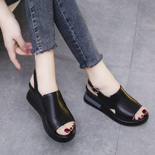 Damen Komfortable und stilvolle Plateau-Sandalen mit elastischem Riemen EB