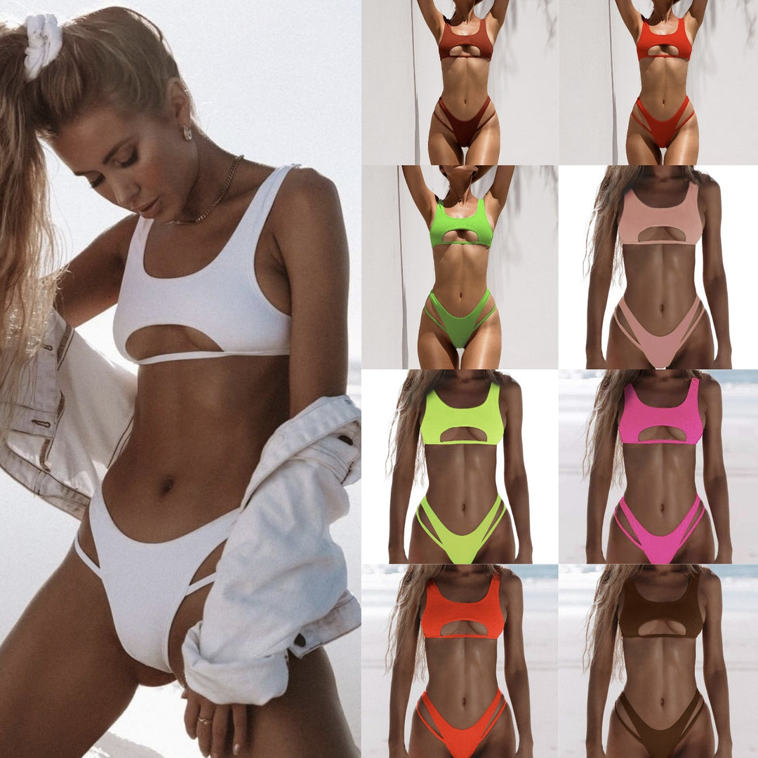 Damen Extravagantes Badeoberteil mit Cut-Outs EB