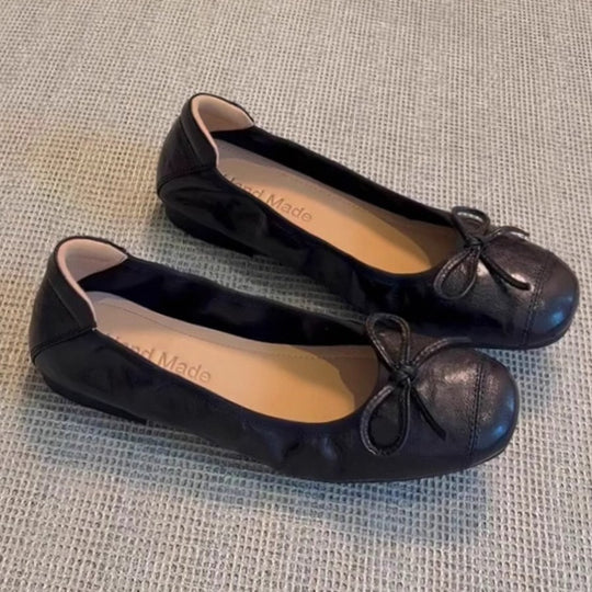 Damen Ballerinas mit verspieltem Schleifendetail und weichem Leder EB
