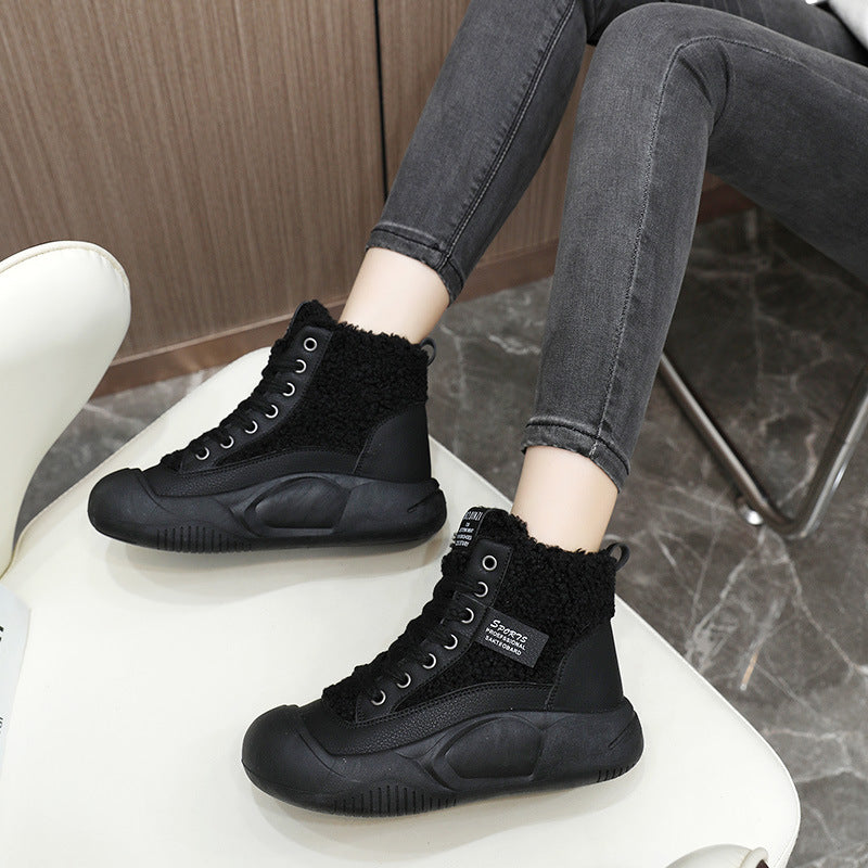 Damen warme High-Top Stiefel mit kuscheligem Innenfutter und rutschfester Sohle EB