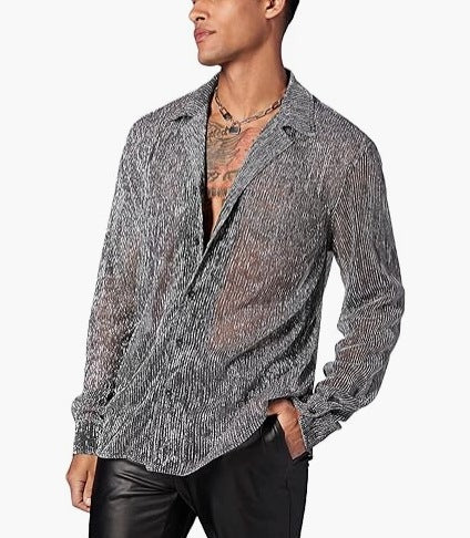 Damen nan schimmernde Crinkle-Hemdbluse mit Viskose-Optik Hemdkragen und Manschetten EB