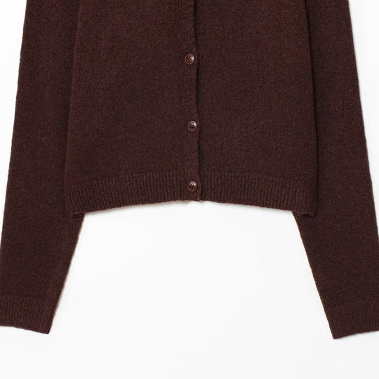 Damen elegante Strickjacke mit Knopfverschluss und Rundhalsausschnitt EB