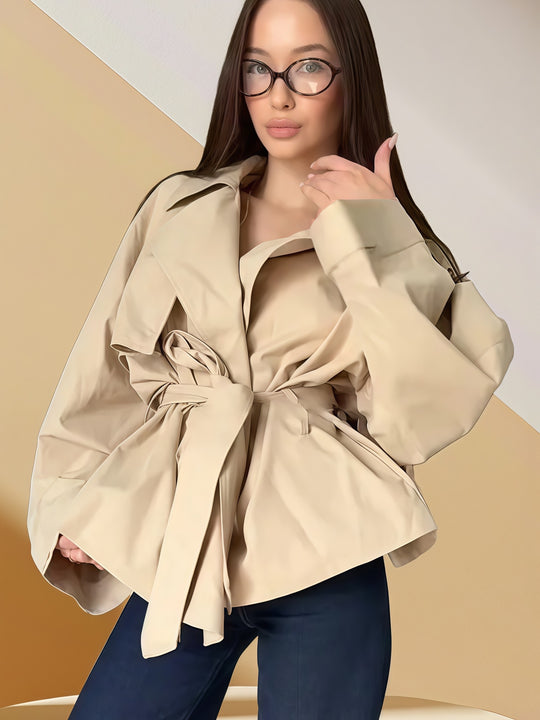 Damen elegante Trenchjacke mit strukturiertem Design EB