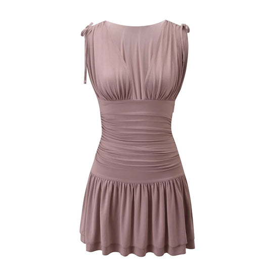 Damen Fließendes Sommerkleid mit trägerloser Raffungsoptik EB