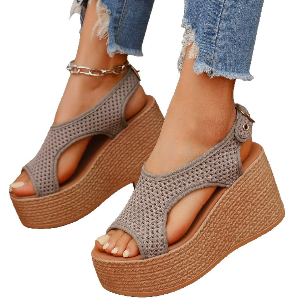 Damen Wedge-Sandalen mit perforiertem Obermaterial und anatomischem Fußbett EB