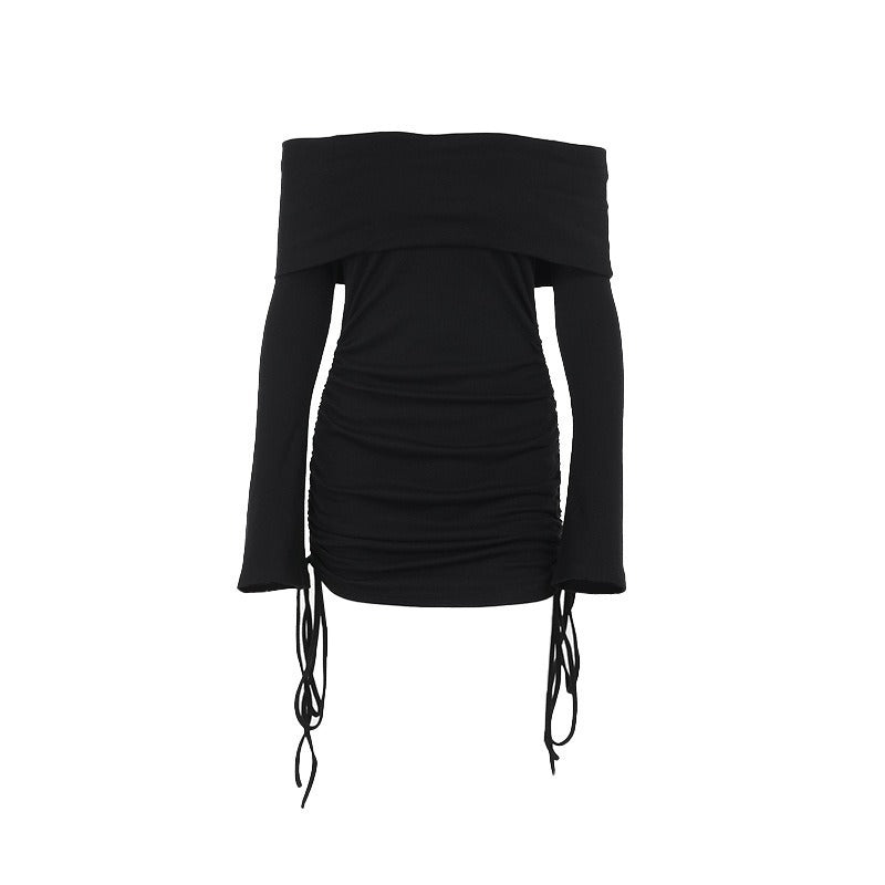 Damen Off-Shoulder Oberteil mit Raffungen und Kordeldetails EB