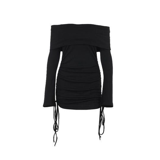 Damen Off-Shoulder Oberteil mit Raffungen und Kordeldetails EB