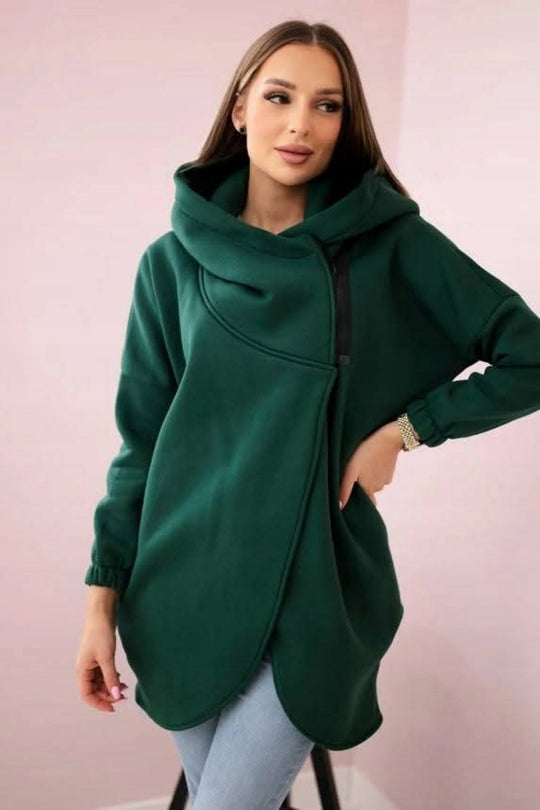 EB | Zip Kapuzenpullover mittellange Fleece Sweatjacke
