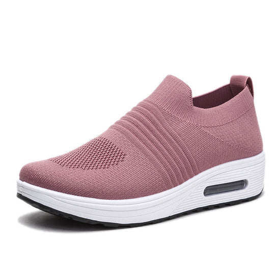 Damen Komfortable Slip-On Sneakers mit atmungsaktiver Strickoberfläche und dämpfender Sohle EB