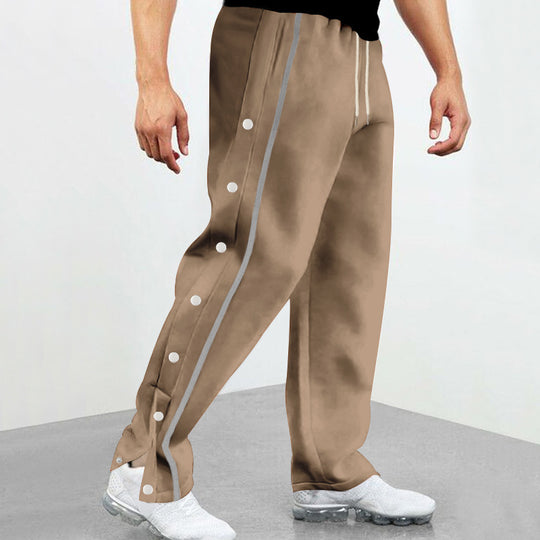 Herren nan seitliche Druckknopf-Trainingshose mit Kontraststreifen und weitem Schnitt EB