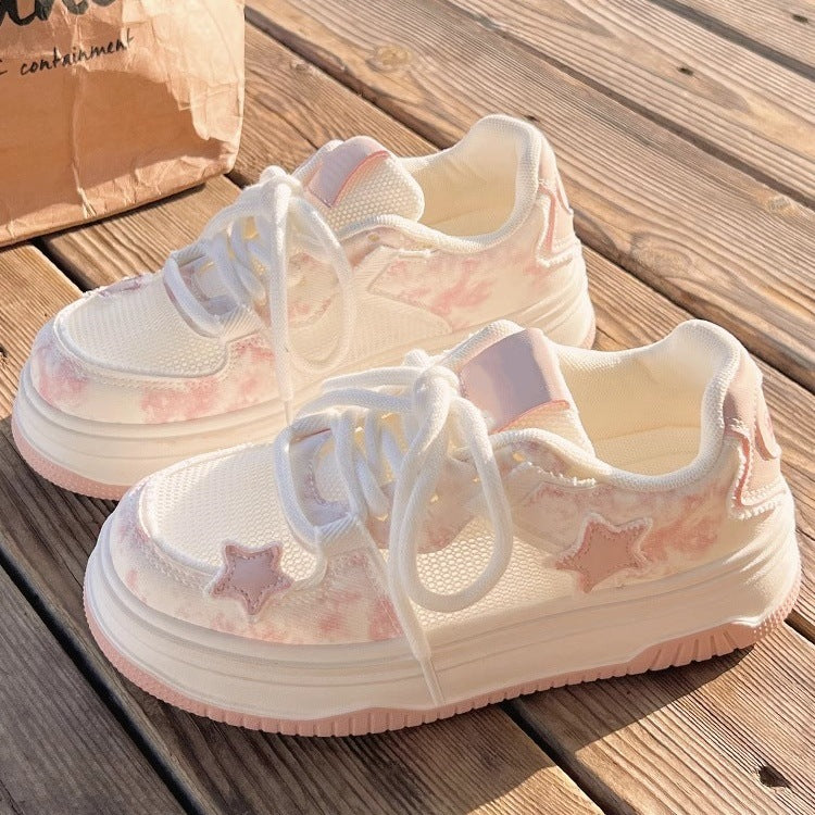 Damen Sportliche Plateau-Sneaker mit atmungsaktiver Mesh-Oberfläche und modischem Design EB