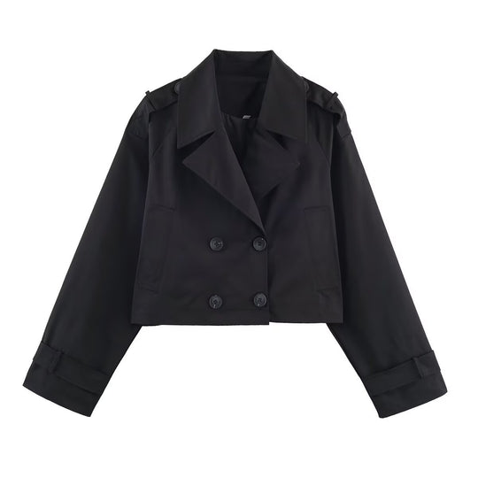 Damen modische cropped Trenchjacke EB
