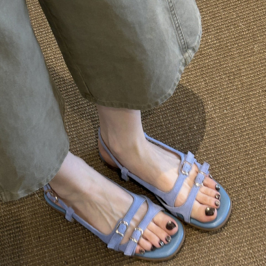 Damen Riemchen-Sandalen mit komfortablem Fußbett und modischem Schnallen-Design EB