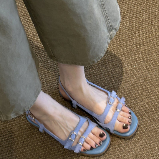 Damen Riemchen-Sandalen mit komfortablem Fußbett und modischem Schnallen-Design EB
