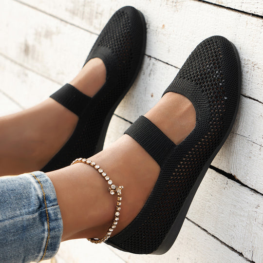 Damen atmungsaktive Slipper mit elegantem Riemendesign und flexibler Sohle EB