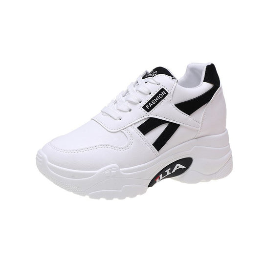 Damen modische Sneakers mit hoher Plateau-Sohle und sportlichem Design EB