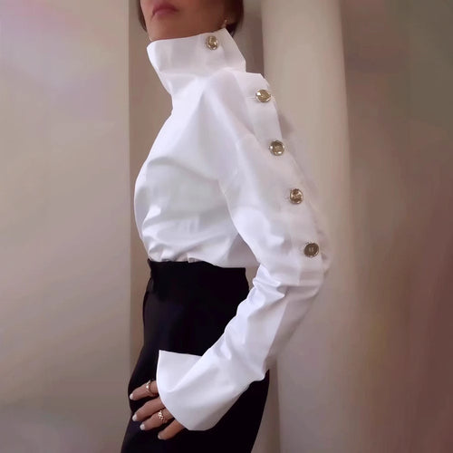 Damen Bluse mit eleganten Knopfdetails Heidi-Mode